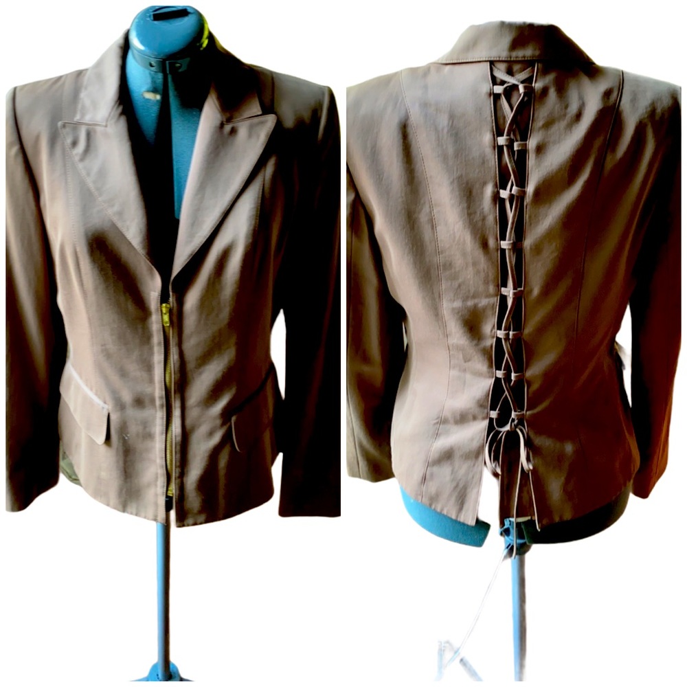 NWOT Carlisle lace up back, zip front jacket
